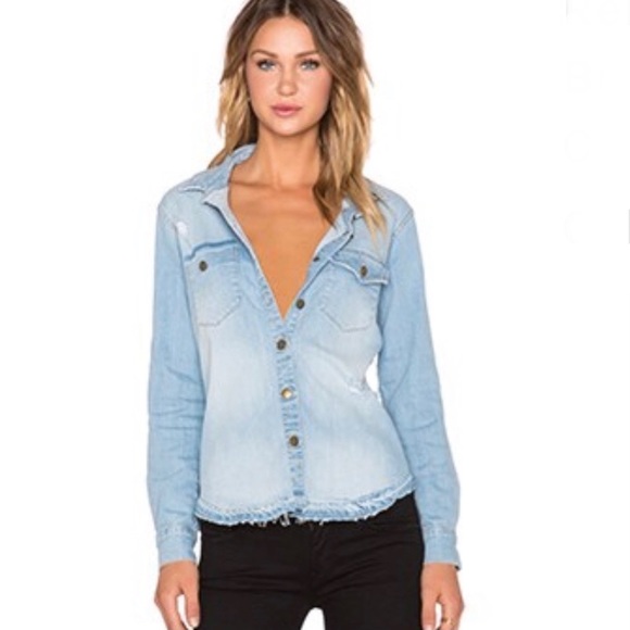 Current/Elliott Tops - Current Elliot Denim Shirt Released Hem Desert Western Button Up Shirt Sz S